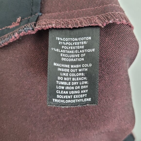 Lafayette 148 Waxed Denim Slim Leg Jeans Coated Dark Red Size 16 - Picture 13 of 14